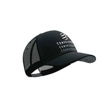 《Compressport 瑞士》TRUCKER CAP 2023 黑系列 休閒運動網帽