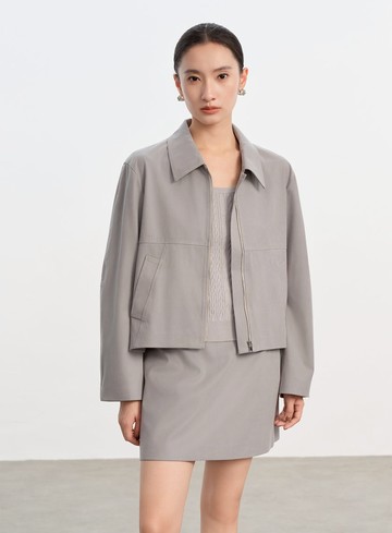 仿麂皮短版外套