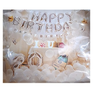 夢幻生日氣球套組 含打氣筒和點膠  夢幻白色  1組