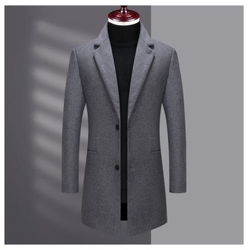 男雙面羊絨大衣2023秋季中長款毛呢外套加厚羊毛西裝中款呢子風衣