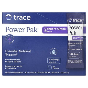 Trace, Power Pak，康科德葡萄味，30 條，每條 0.22 盎司（6.1 克）。