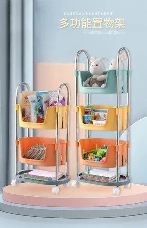 琦晟BALF【現貨】不鏽鋼 彩色置物手推車 置物籃推車 工具車 餐車 廚房推車 收納推車 收納架 層架推車 三層架 553