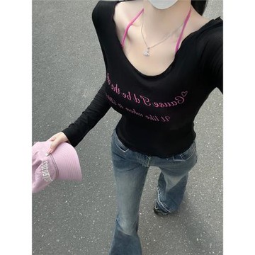 美式甜辣妹兩件套長袖T恤女裝夏季穿搭設計感小眾性感純欲風上衣