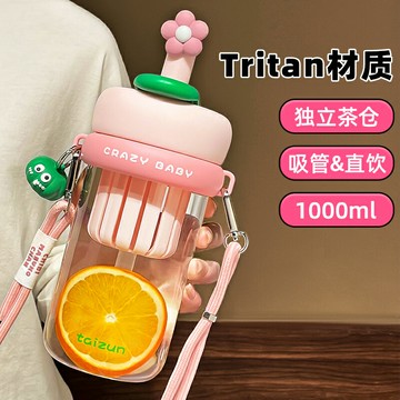 免運·大容量水杯2024新款女高顏值夏天日辦公室tritan雙飲塑料吸管杯子