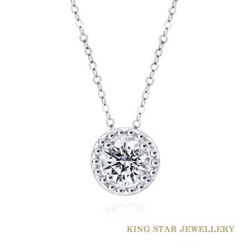 King Star 情人節禮物 30分 DVS 18K金 天然鑽石項鍊 滾珠邊 小幸運(3 Excellent極優 八心八箭)