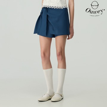 OUWEY歐薇 造型綁帶縲縈短褲裙(藍色；S-L)