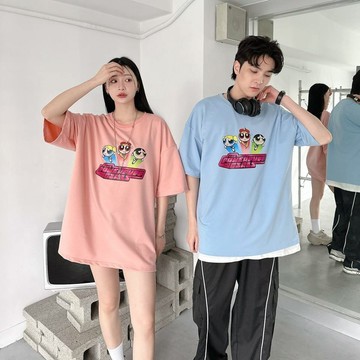 隔日到貨🔥18856 飛天小女警短T  韓國 印花 質感短袖  男生短袖 T恤 短T  女生短袖 情侶T 姐妹裝 小女警