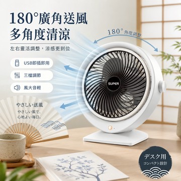 隔日達【日系桌面風扇】可拆洗 USB供電循環扇 180°多角度送風 輕巧不占位 靜音清涼 電風扇 臥室客廳辦公室降溫