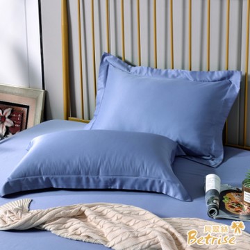 Betrise輕敲節奏 環保印染抗菌天絲素色歐式壓框薄枕套X2