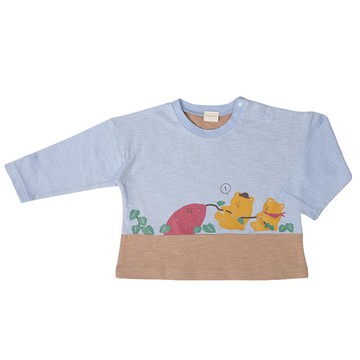 akachan honpo - 長袖T恤-拼接-藍色