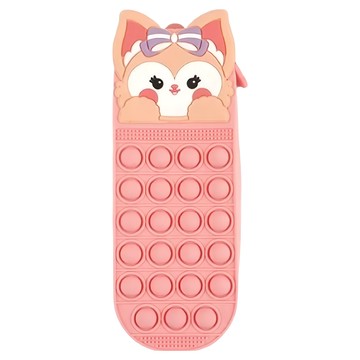 push popit 矽膠防水紓壓鉛筆袋  粉紅狐狸啵啵  1個