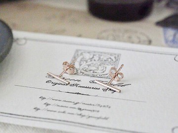 14kgf粉紅金短棒耳針