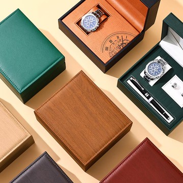 手表表盒高檔手表收納盒pu皮革手表盒木紋手表盒手表展示盒批發【宜家良品百貨】