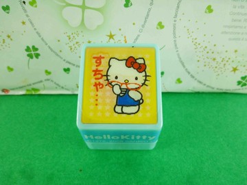 【震撼精品百貨】Hello Kitty 凱蒂貓~3D印章-眼鏡圖案-藍色外殼