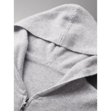 秋冬新款羊絨衫男連帽開衫純色山羊絨元寶針雙股加厚毛衣針織打底