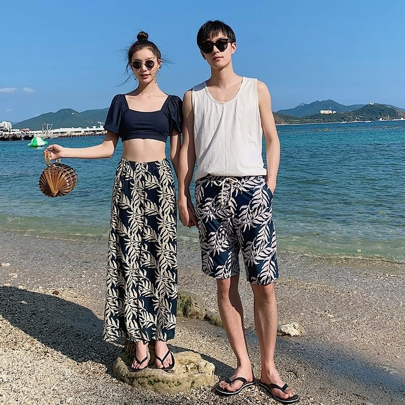 XXXL　水着　プール　海　お洒落　ハーフパンツ　メンズ　グリーン　ヤシの木 - 8