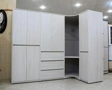 【歐風別館】長崎白梣色正轉角L型衣櫃【基隆至台中免運費】
