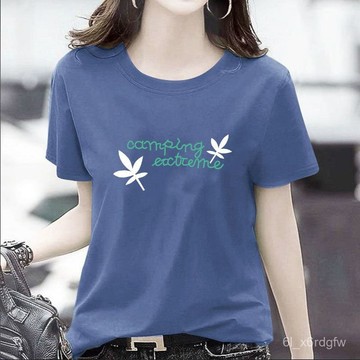 時尚百搭 100%純棉短袖 大碼女裝 胖MM上衣 印花T恤 寬鬆上衣 短袖上衣 純棉T 韓版上衣 T恤女 夏季上衣 短袖
