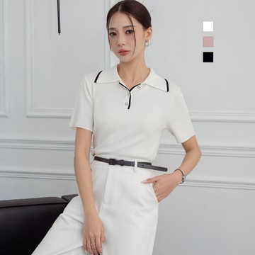 【必敗選品】niceioi 韓系小香POLO領撞色冰爽絲針織上衣S-XL