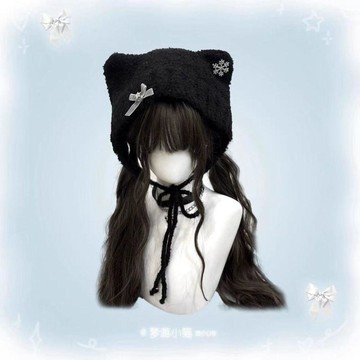 【貓耳朵保暖護耳】女裝針織帽 貓耳朵帽子 毛線帽 秋冬季可愛貓帽 百搭顯臉小 保暖護耳 針織帽 貓帽子