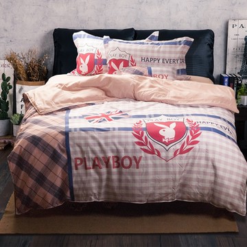 PLAYBOY五件式加大兩用被床包組(經典格紋)