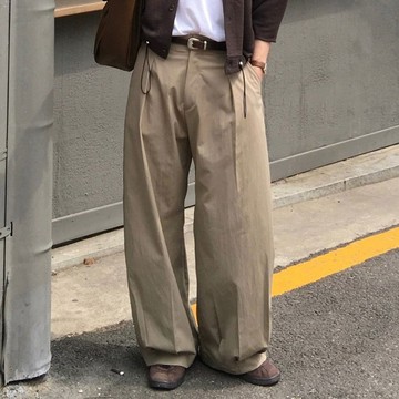 正韓日常純棉獨特褶線設計休閒寬褲 3色 YUPPIE 預購商品 0609