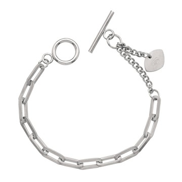 銀河系 簡約西德鋼鏤空OT釦手鍊-女款銀