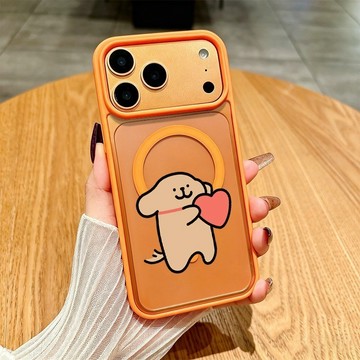 线条棕狗黑馬卡龍 磁吸無線充 防摔殼 蘋果17 i16 iPhone 11 15 14promax 13mini手機殼
