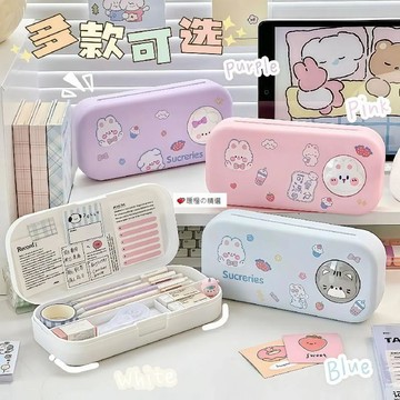 可開發票☆桃園出貨💕可愛文具盒雙層鉛筆盒收納盒卡通兒童小學生女生中小學生大容量