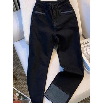 專柜奢侈品牌撿漏女裝春秋高腰煙管褲直筒牛仔褲子加厚顯高小腳褲