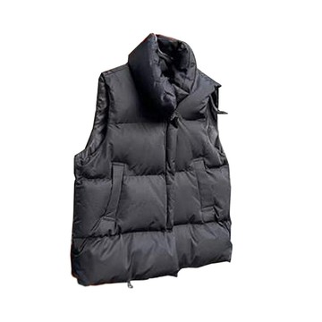 [福利商品]24-12_拉鍊鋪棉羽絨背心-y789-肩寬43cm-胸圍65cm-全長65cm-黑色-1件