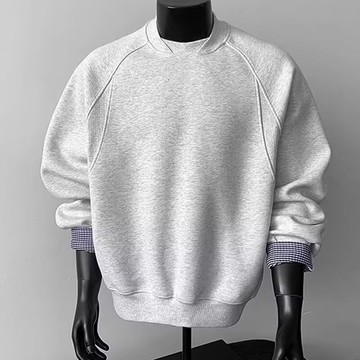 高級感簡約素色大學T男時尚潮流秋冬新款保暖氣質長袖上衣男