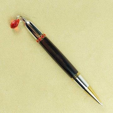 黑檀紅水晶旋轉原子筆 /手工原子筆/KOBE手工筆