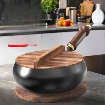 古法傳統平底炒鍋無涂層不粘鍋家用炒鍋電磁爐炒菜鍋通用黑色蘇澤