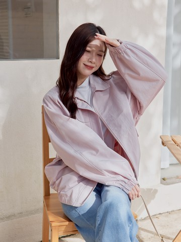 休閒小尖領口袋防風外套