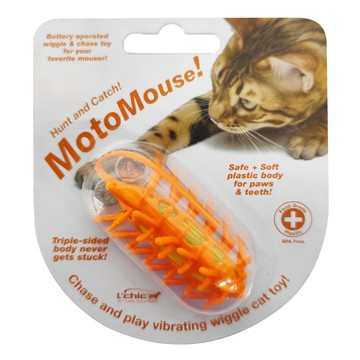 L'chic 震動異形毛毛鼠 安全柔軟塑膠貓玩具  橘色  1個