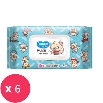 奈森克林x一神家族純水柔濕巾-法鬥皮古款80抽(附蓋)X6包