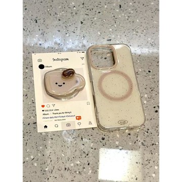 ins白色潑墨咖啡豆磁吸支架適用蘋果16promax手機殼iphone13新款15promax女款14雙層殼小眾簡約日韓全包硬殼
