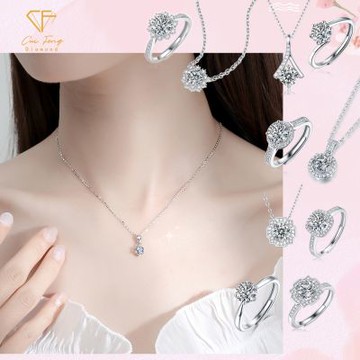 【CF鑽飾】莫桑鑽一克拉戒指/項鍊套組系列 情人節 新年禮物 生日送禮 飾品 紀念日