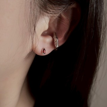 925純銀 石榴石 水滴形 爪鑲 轉珠 鎖珠 耳環 耳夾 免費送禮包裝