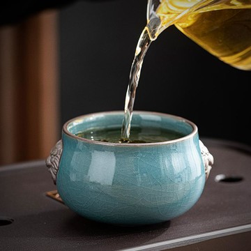 臺灣/免運✨茶杯  主人杯  主人杯男士 高檔次手工主人杯單杯男士品茗杯陶瓷女茶盞龍泉青瓷哥窯冰裂紋功夫茶杯