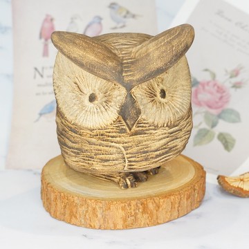 樟木濃眉木雕貓頭鷹-郭國慶原創