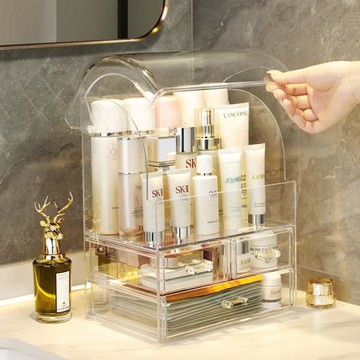 德國透明亞克力防塵化妝品收納盒梳妝臺口紅刷置物架桌面整理盒