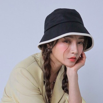 ANNAS 正韓 皮革 滾邊 漁夫帽 帽子 遮陽帽 防曬 低調 布面 摺疊 素面 百搭 明星款 韓國