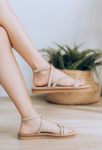 【小荷蘭】交叉羅馬防潑水厚底涼鞋 _奶茶 |手工訂製| MIT