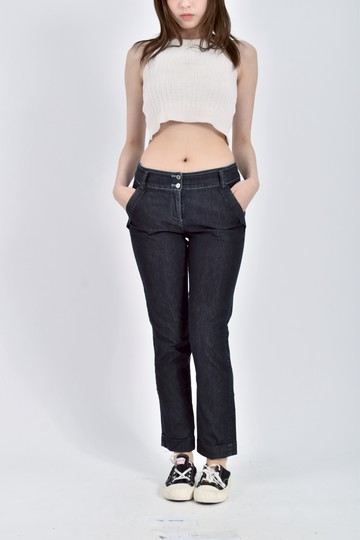 (M) keraia丹寧牛仔車線低腰藍色長褲