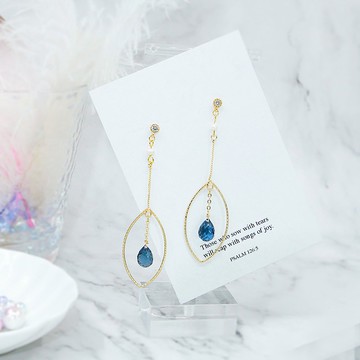 Giftest 石英石/結果之淚基督教耶穌福音飾品耳環聖經水晶J24