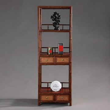 中式復古紅竹置物架書柜 茶室空間茶道器具陳設收納展示柜博古架