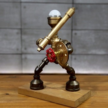 客制化禮物工業風水管機器人檯燈純手工製作創意禮物擺件