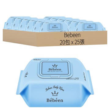 Bebeen 雙層嬰兒濕巾 外出隨身款 6道純淨製程 國際EWG安全成分  65g  25張  20包
